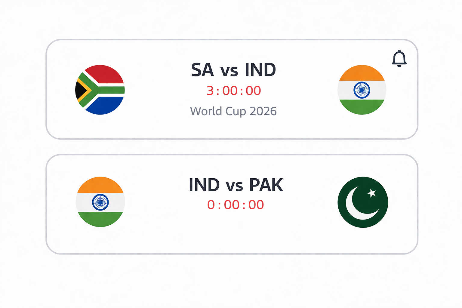 Match selection screen